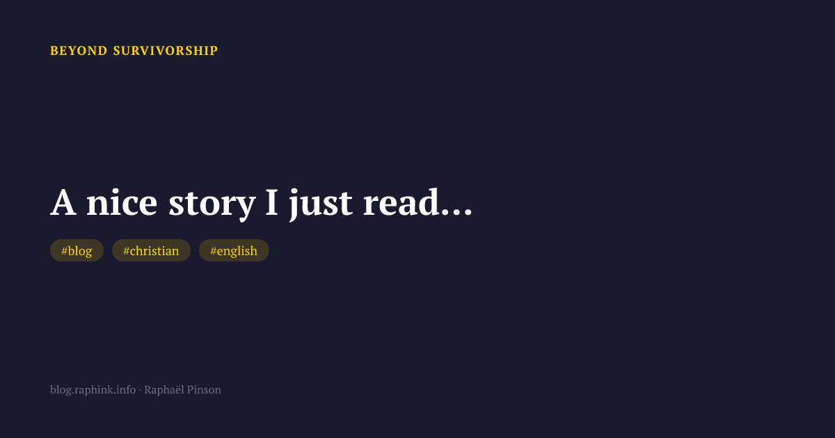 A nice story I just read...